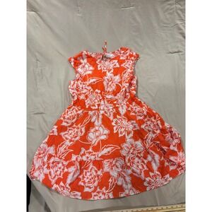 Sonoma Goods For Life Orange White Floral Sleeveless Tiered Dress XXL